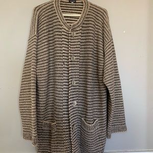 Giorgio Armani Cream And Brown Wool Cardigan